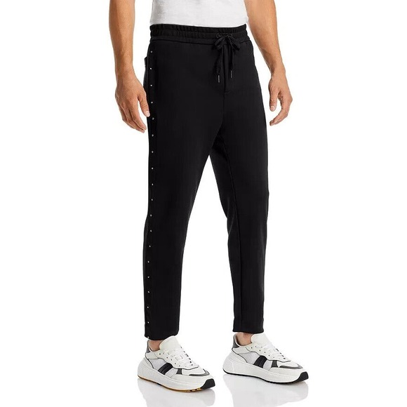 Moncler Men's studded drawstring track pants Black Size Large L NEW $895‎ - Picture 1 of 14